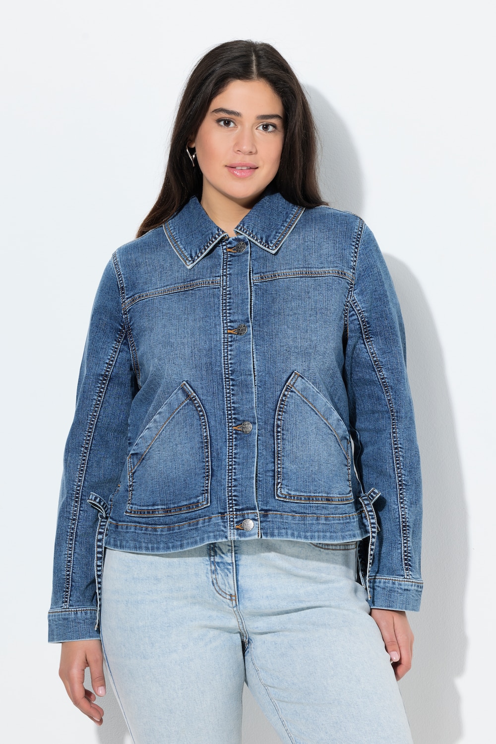 Große Größen Jeansjacke, Damen, blau, Größe: 42/44, Baumwolle, Ulla Popken
