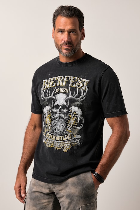 T-shirt JP 1880, manches courtes et col rond, imprimé style bavarois traditionnel - jusqu'au 8 XL