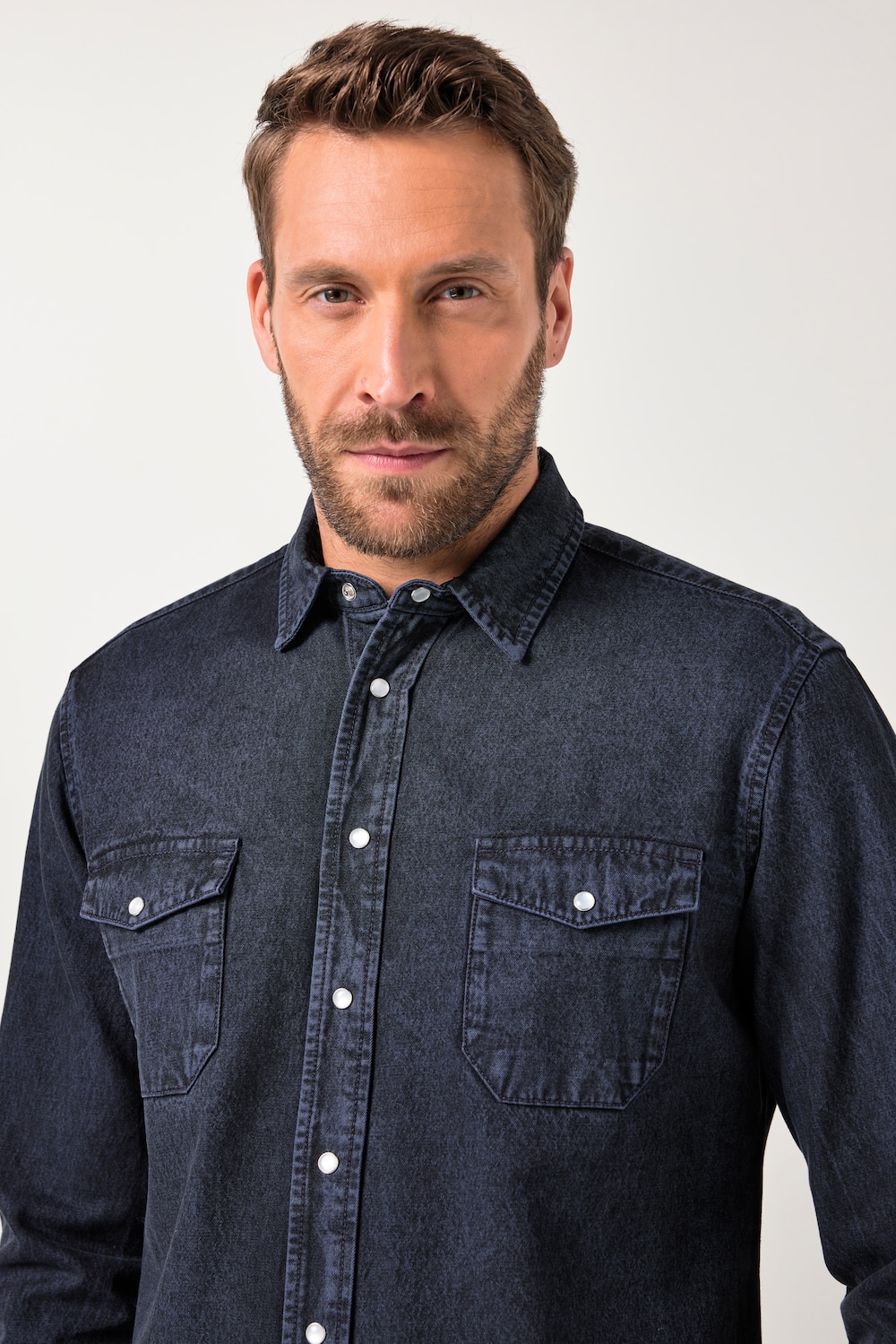 Stora storlekar Jeansskjorta i färg FLEXNAMIC®, Her, blå, storlek: 7XL, Bomull, JP1880