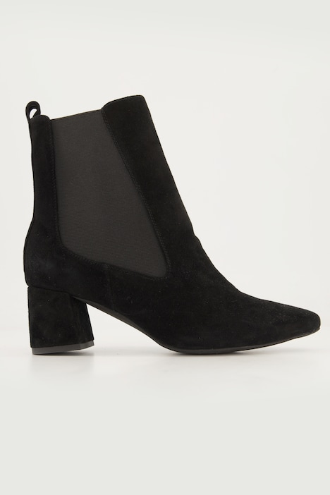 Leder-Stiefeletten, Elastikeinsatz, Veloursleder, Weite H