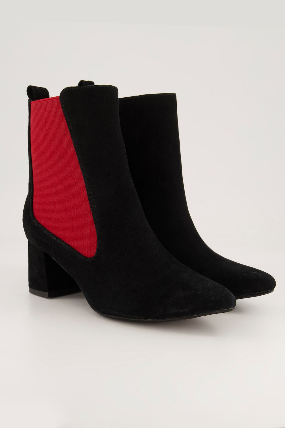 Leder-Stiefeletten, Elastikeinsatz, Veloursleder, Weite H