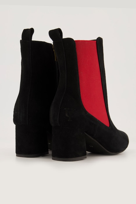 Leder-Stiefeletten, Elastikeinsatz, Veloursleder, Weite H