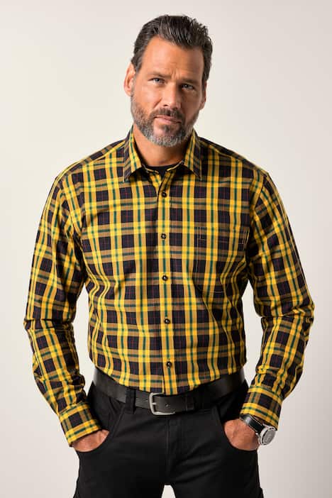JP1880 ruitenshirt, lange mouwen, kentkraag, Modern-Fit, tot 8XL