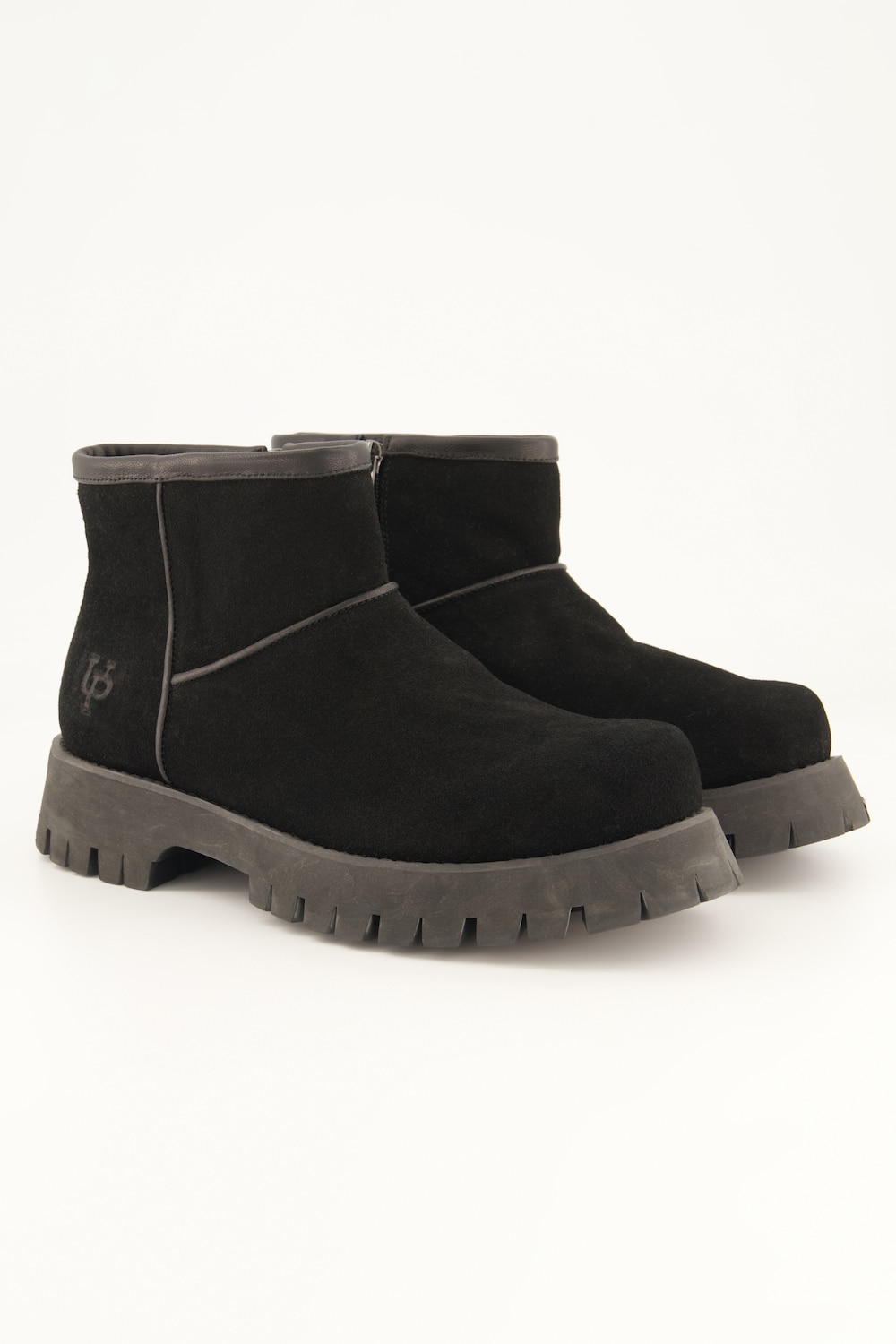 Støvletter i semsket skinn, chunky-stil, teddyfôr, bredde H