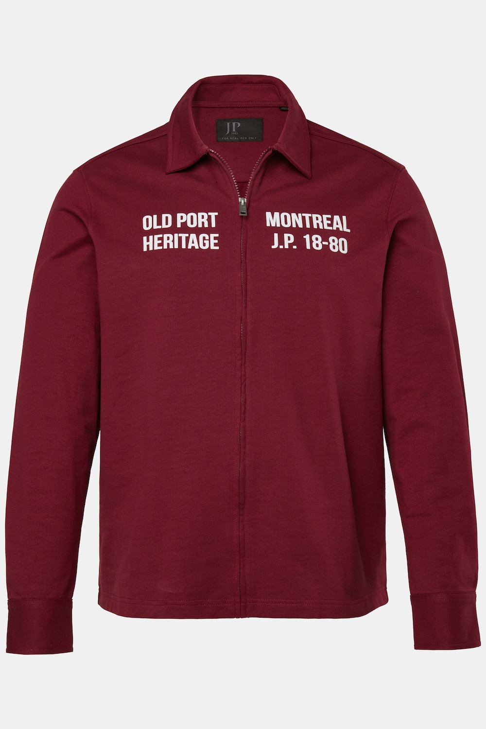 Chemise en molleton JP 1880, fermeture zippée, imprimés sur la poitrine, manches longues et col Kent, coupe Boxy Fit - jusqu'au 8&nbsp