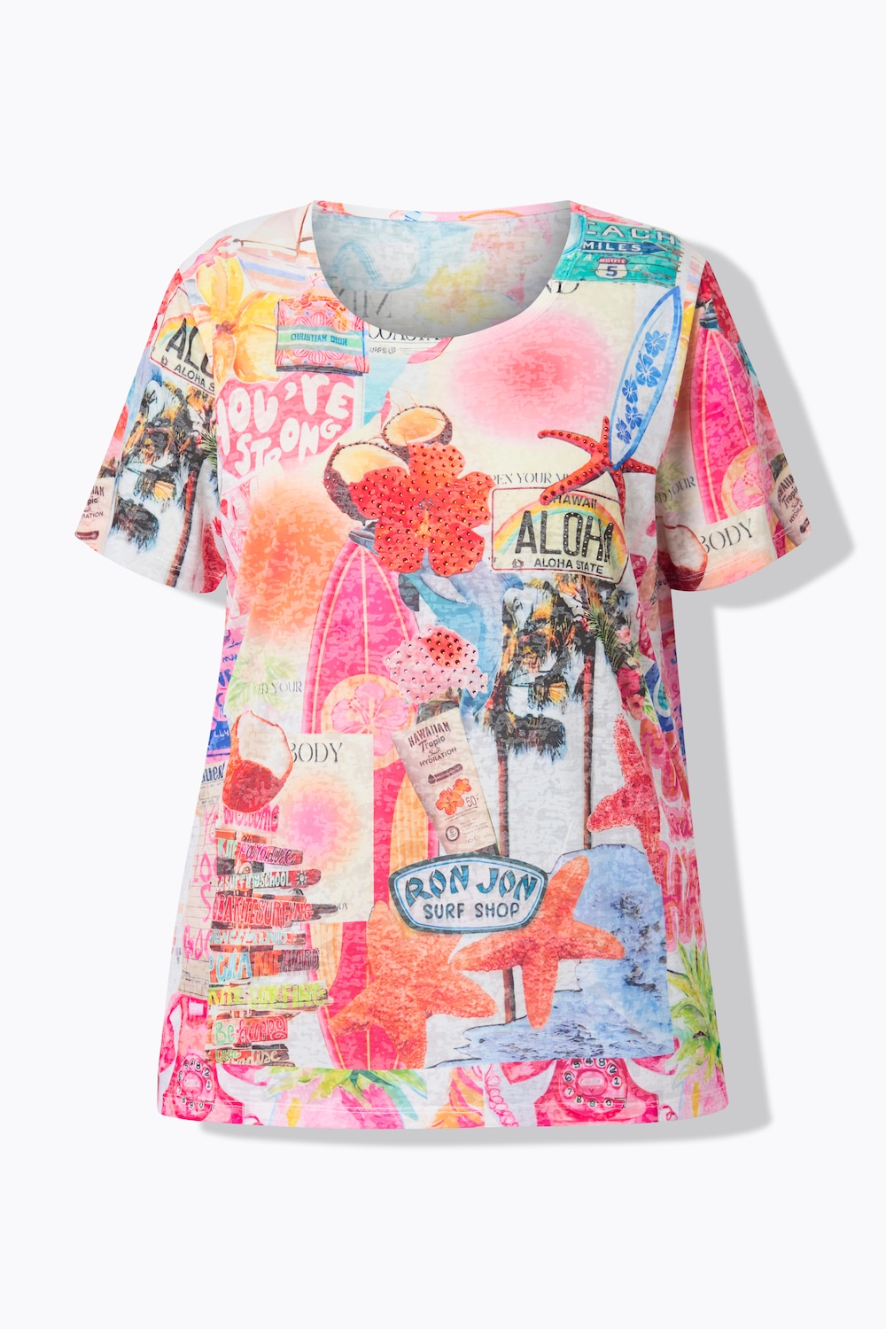 Stora storlekar T-shirt, Dam, vit, storlek: 46, Polyester/Viskos, Angel of Style
