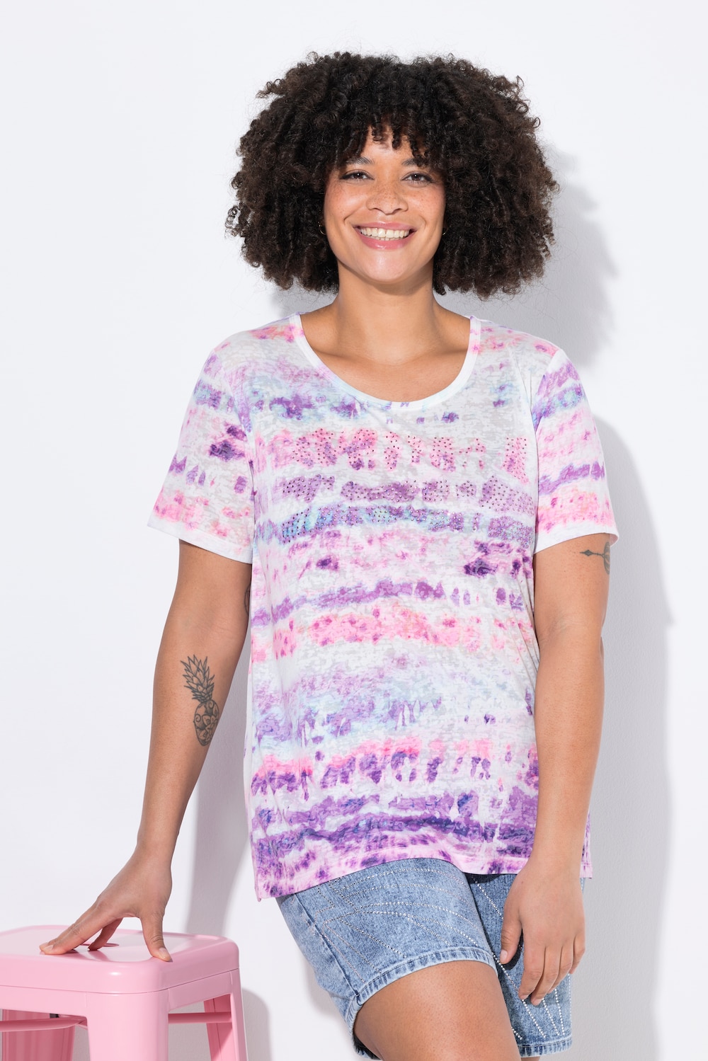 T-shirt, comfortabele pasvorm, batikprint