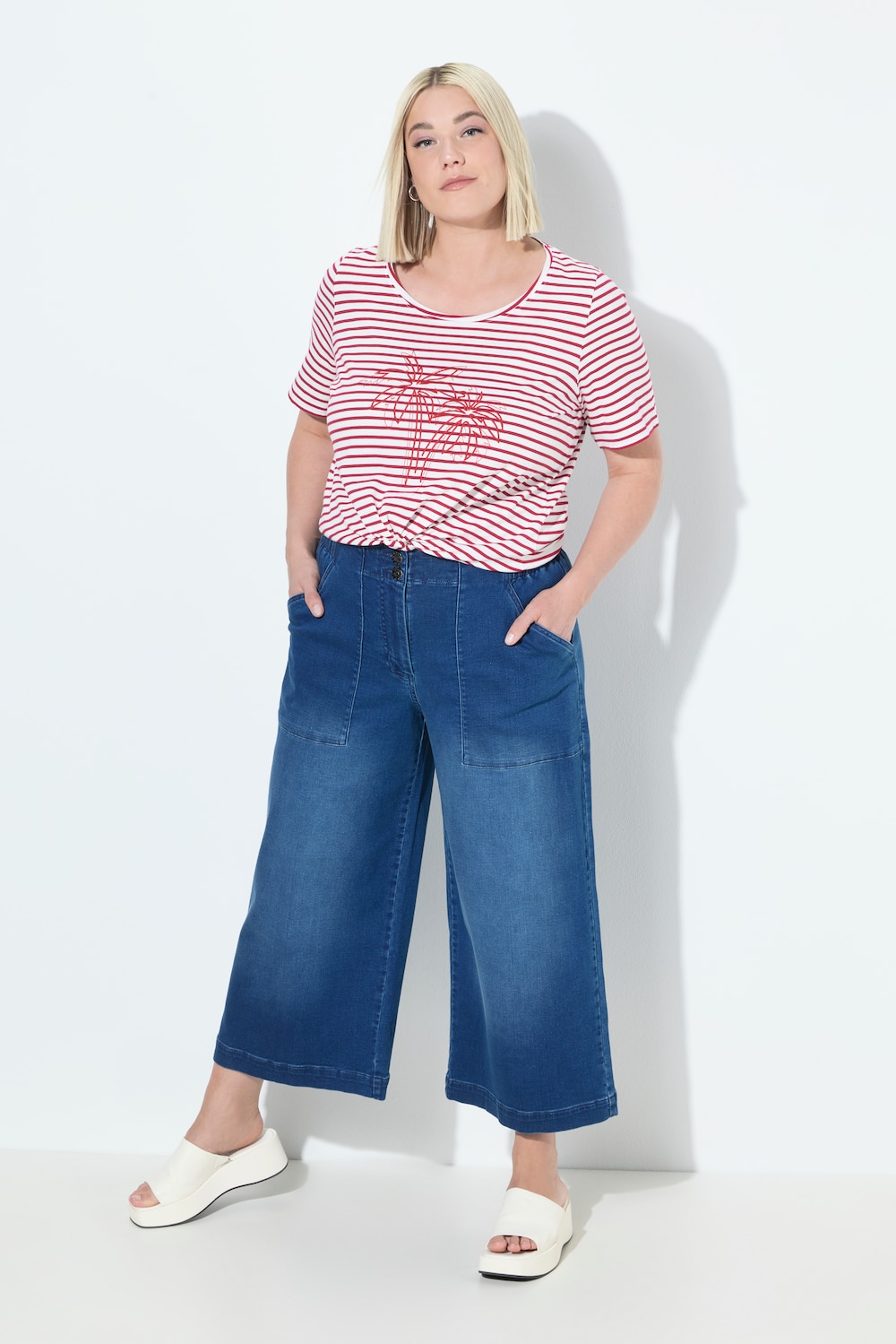 Jeans-culotte Rose, wijde pijp, comfortabele tailleband, kuitlang