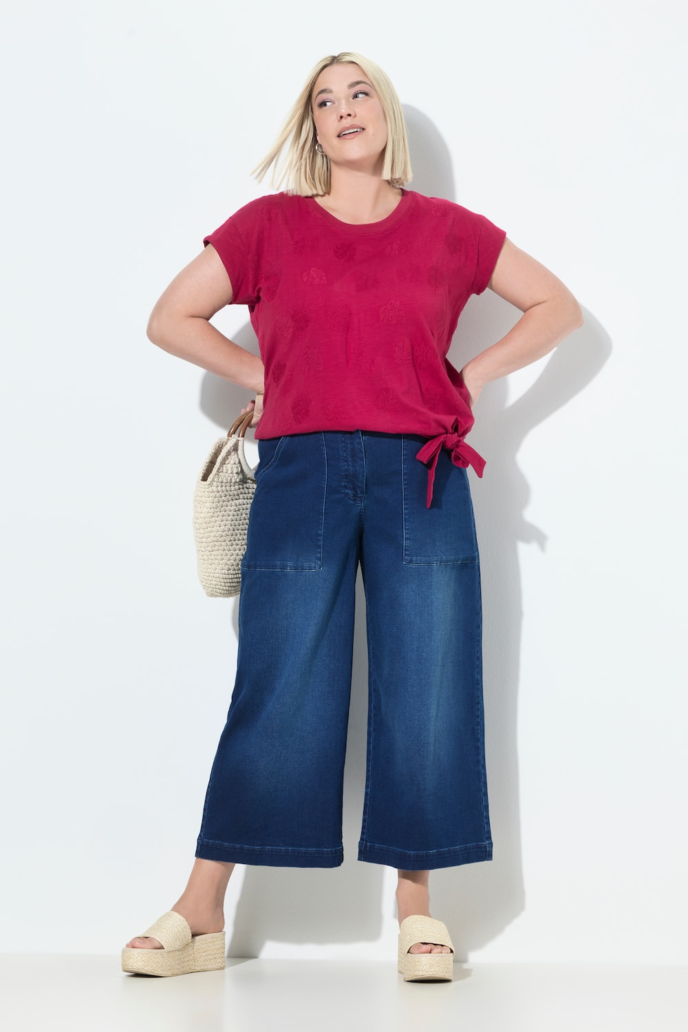 Jeans-culotte Rose, wijde pijp, comfortabele tailleband, kuitlang