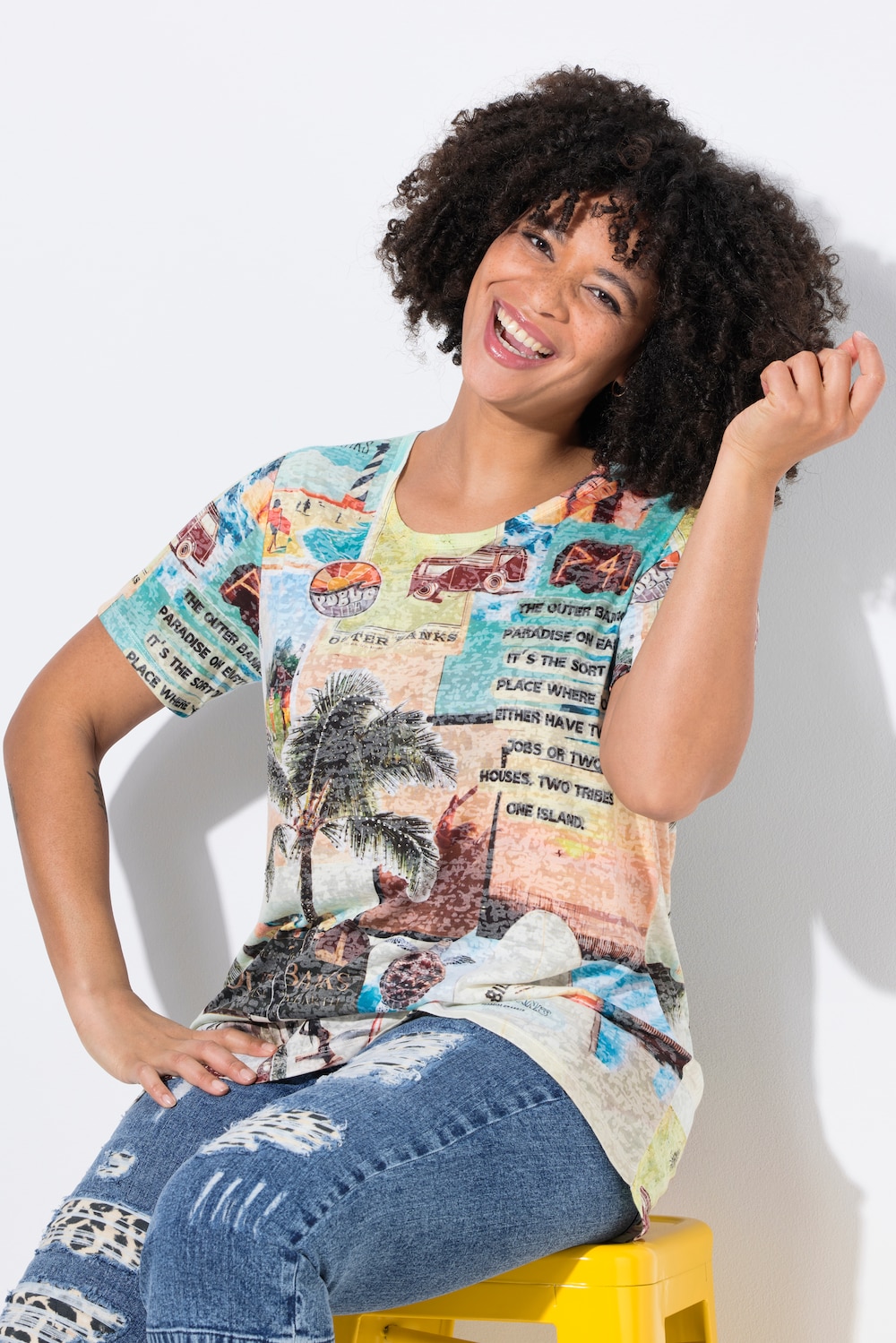 T-shirt, A-lijn, palmprint