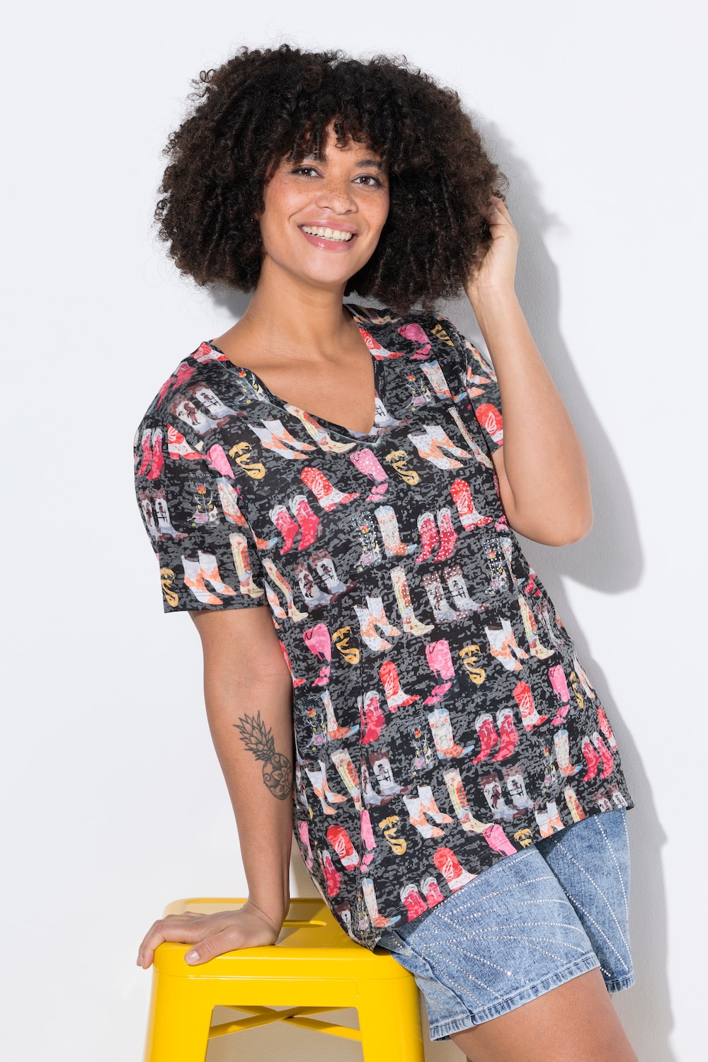 T-shirt, A-lijn, cowboylaarzen