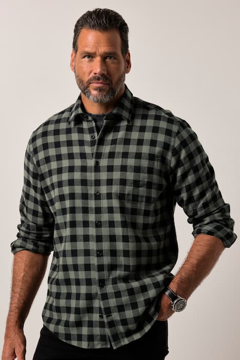 JP1880 Karo-Flanellhemd, Langarm, Kentkragen, Modern Fit, bis 8 XL