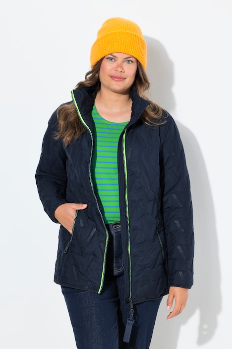 Sandwich-Steppjacke, Stehkragen, Zipper