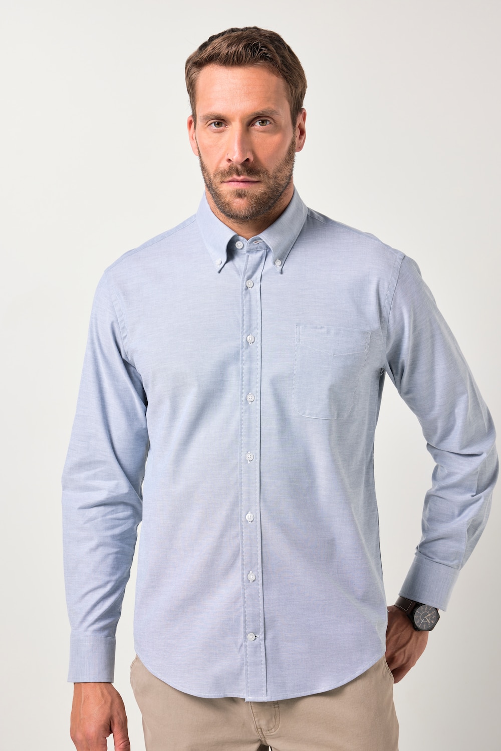 JP1880 Oxford-overhemd FLEXNAMIC®, lange mouwen, buttondown-kraag, Modern-Fit, tot 8XL