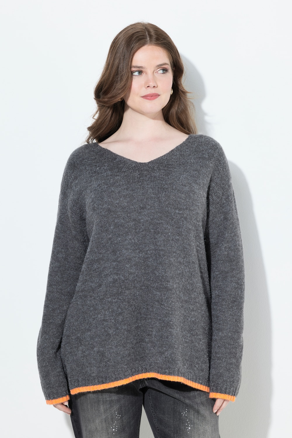 Große Größen Pullover, Damen, grau, Größe: 42/44, Synthetische Fasern/Polyester, Ulla Popken