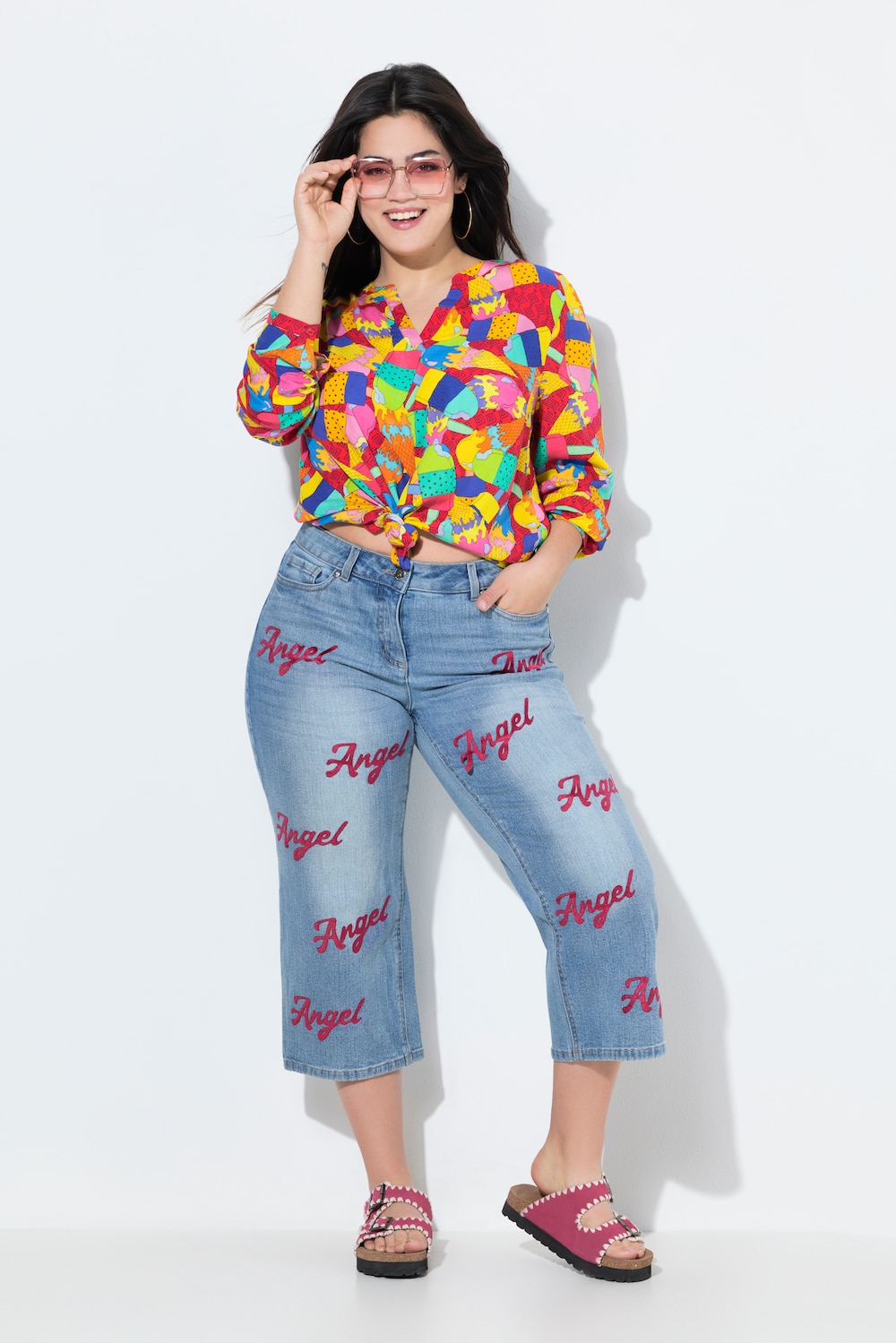 Jeans Paula, Straight Fit, Schriftzug-Sickerei