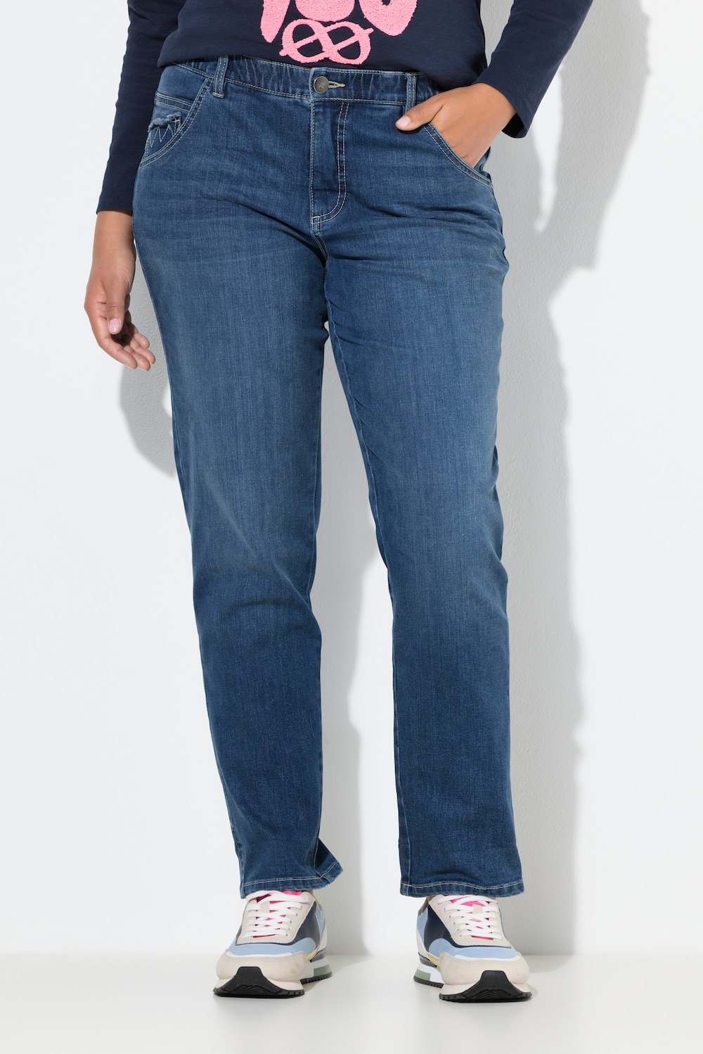 Große Größen Boyfriend-Jeans, Damen, blau, Größe: 50, Baumwolle, LAURASON