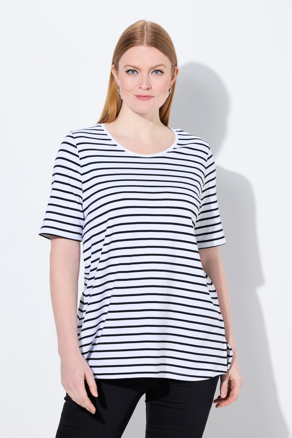 Große Größen Ringelshirt, Damen, schwarz, Größe: 42/44, Baumwolle, Ulla Popken