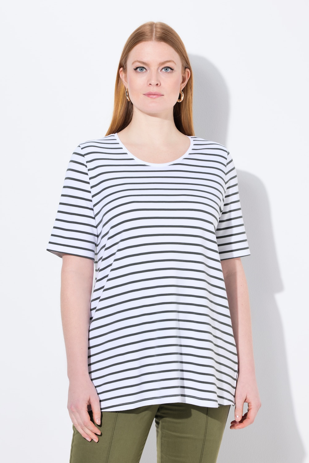 Große Größen Ringelshirt, Damen, grün, Größe: 46/48, Baumwolle, Ulla Popken