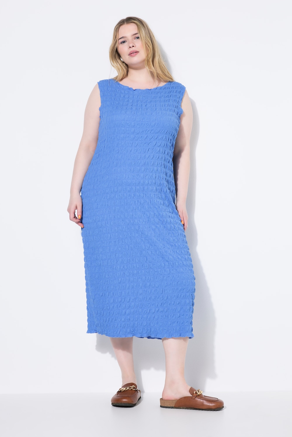 Große Größen Midikleid, Damen, blau, Größe: 42/44, Polyester, Studio Untold