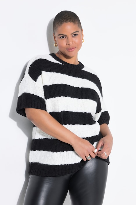 Trui, oversized shape, strepen, korte mouwen