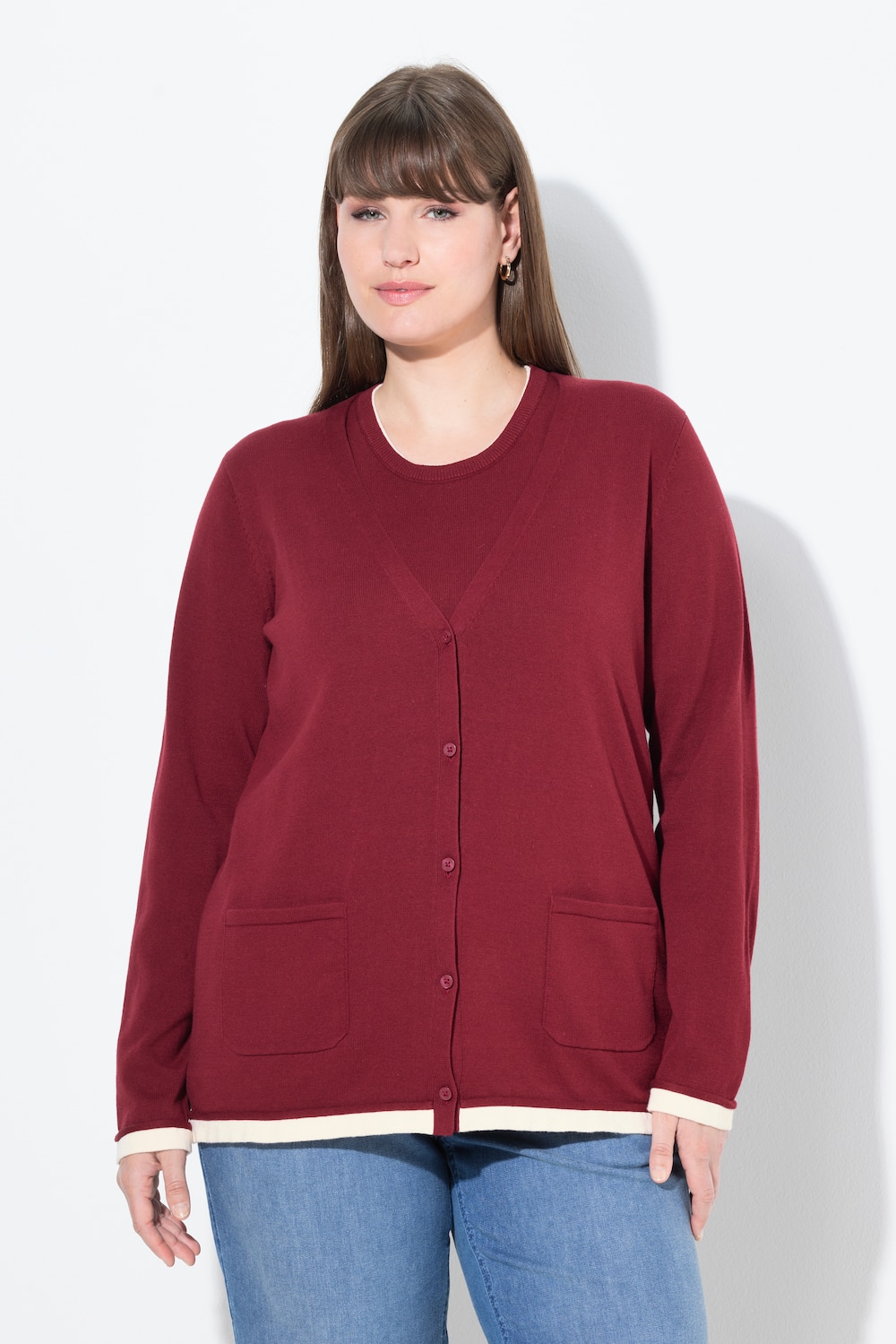 Große Größen Strickjacke, Damen, rot, Größe: 54/56, Baumwolle, Ulla Popken
