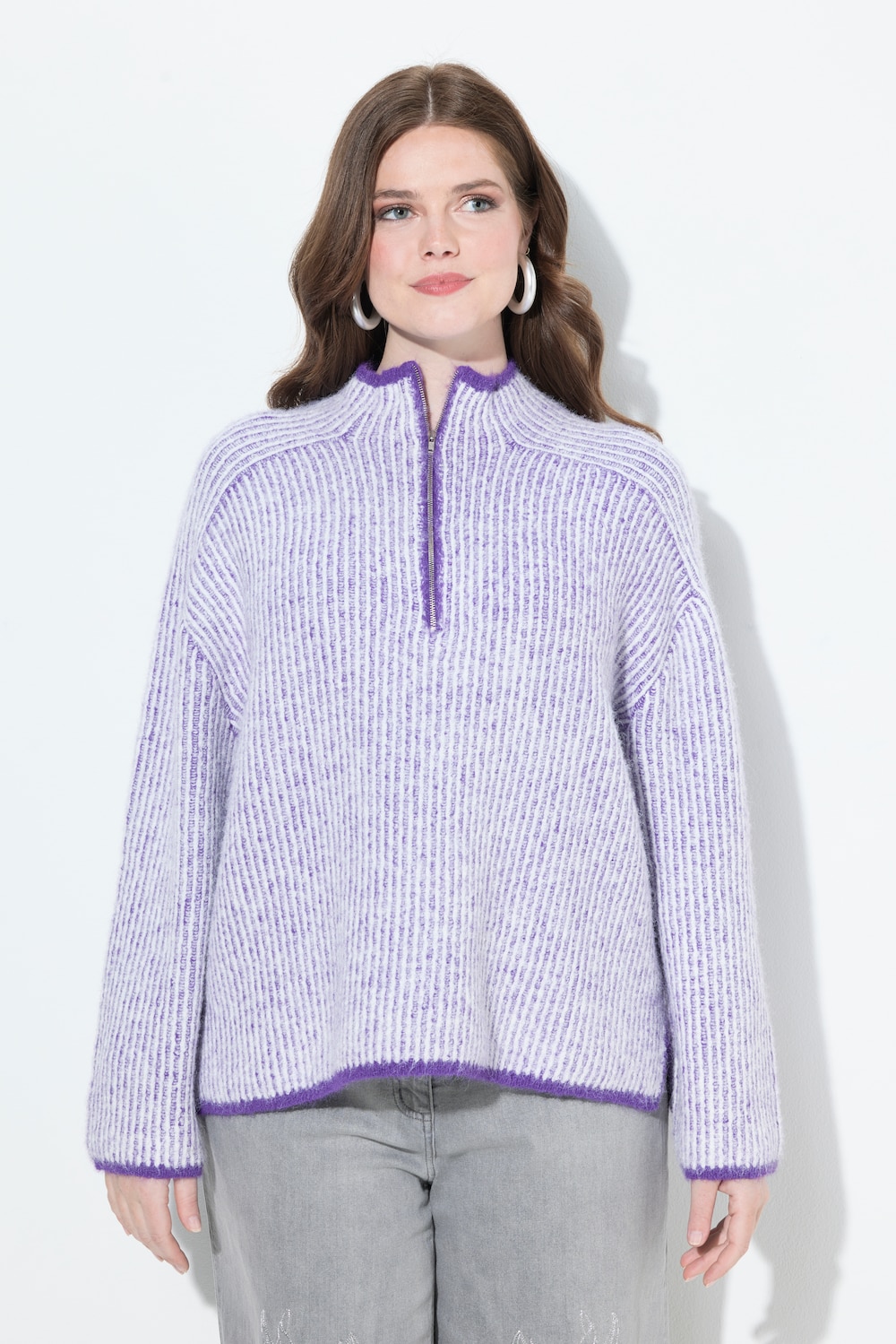 Große Größen Pullover, Damen, lila, Größe: 54/56, Polyester/Synthetische Fasern, Ulla Popken