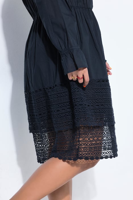 Kleid, tailliert, Volants, Spitze