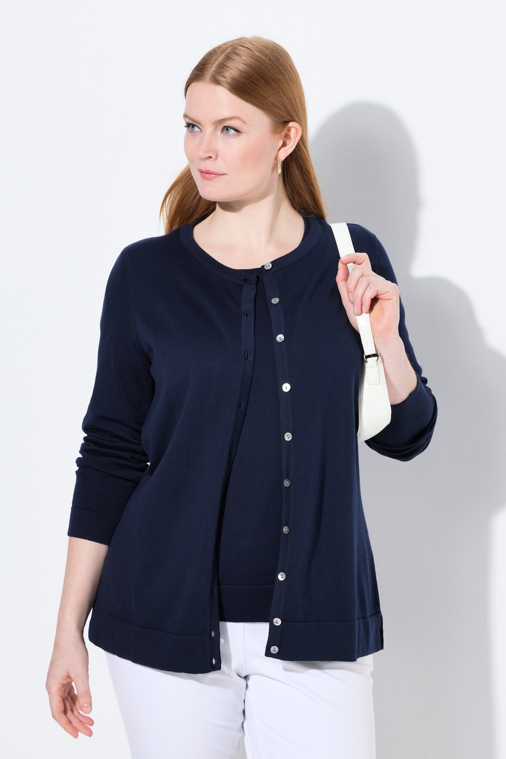 Twinset-Strickjacke, Rundhals, Langarm, Pima Cotton