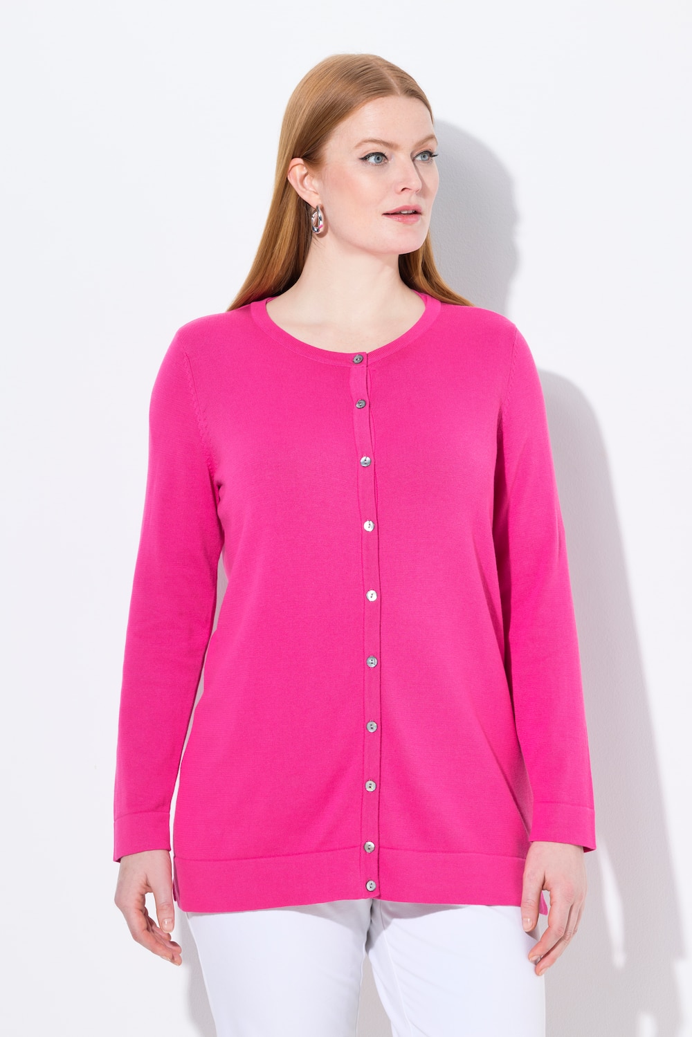 Große Größen Twinset-Strickjacke, Damen, rosa, Größe: 62/64, Baumwolle, Ulla Popken