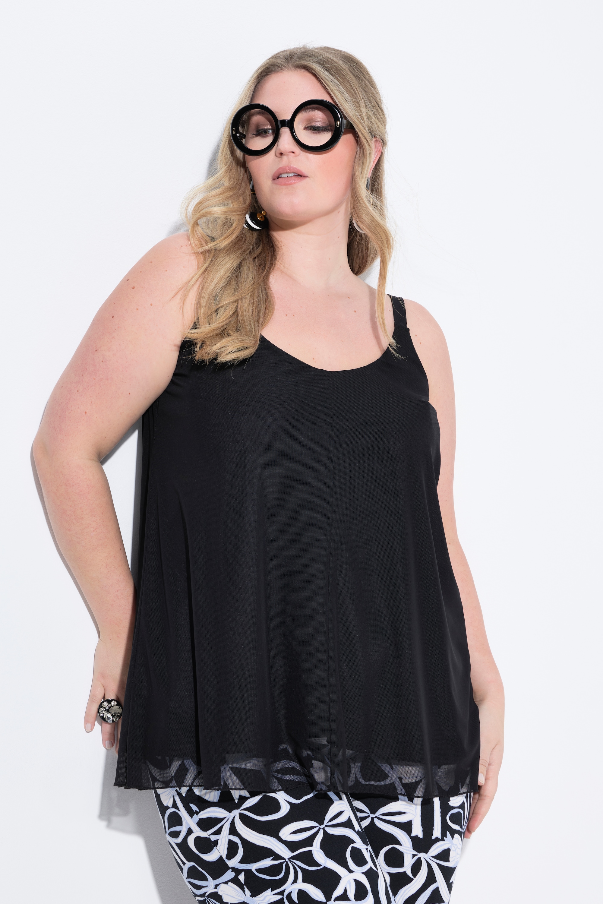 MIAMODA Damen große Größen Top A Linie Mesh 841466