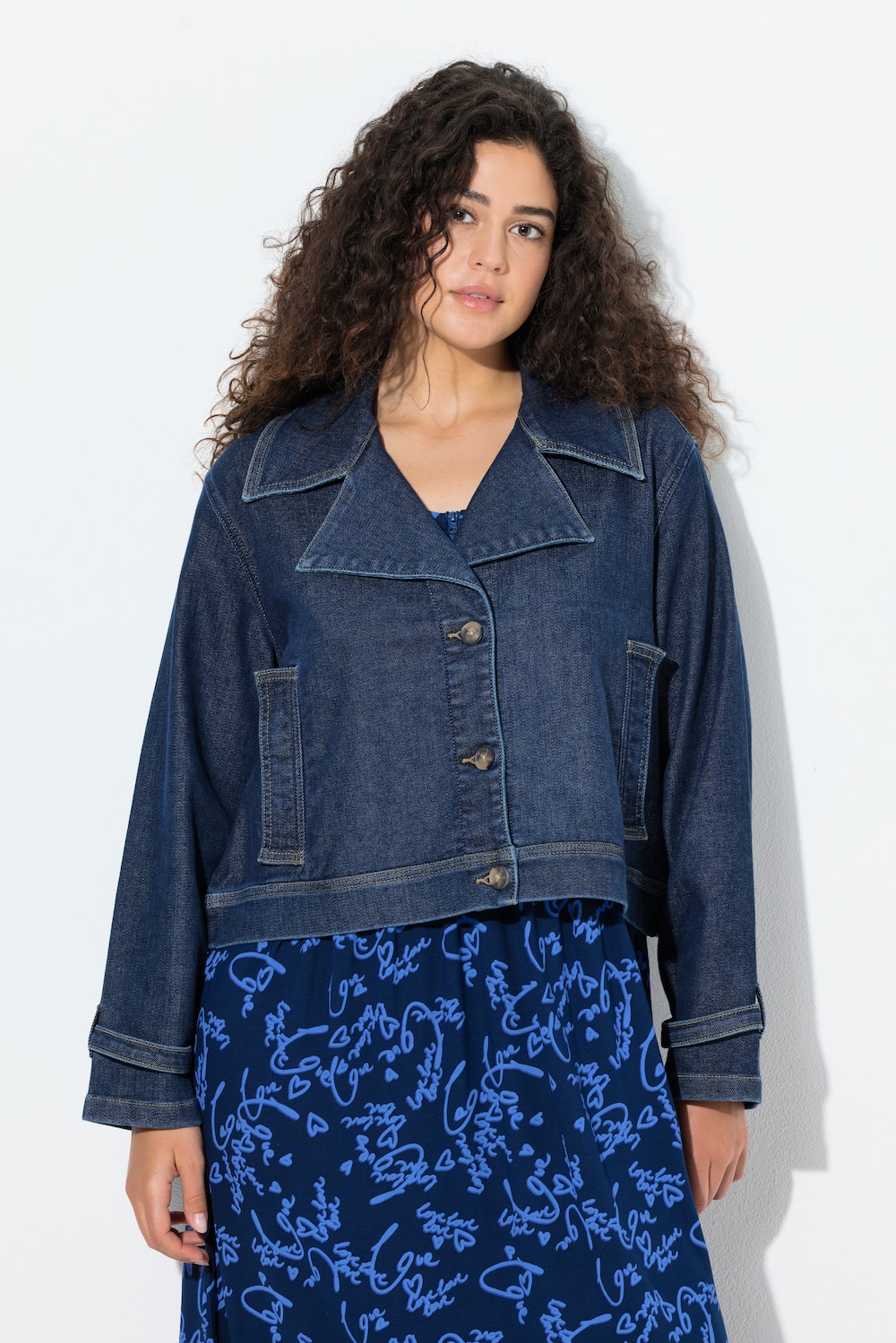 Thumbnail - Große Größen Jeansjacke, Damen, blau, Größe: 54/56, Baumwolle/Polyester, Ulla Popken