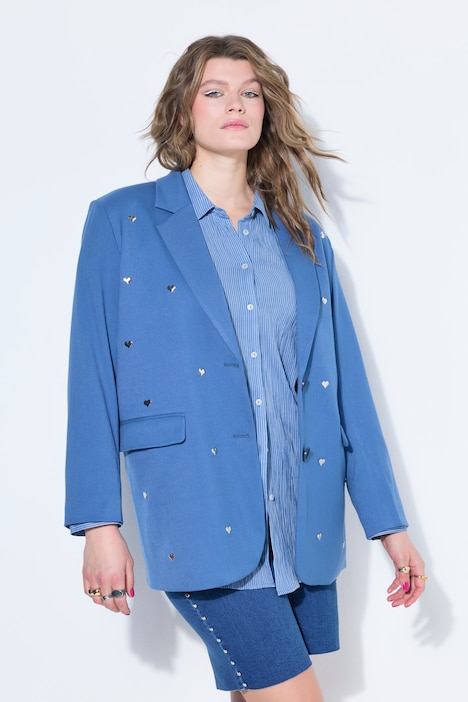 Żakiet, oversize, nity w kształcie serca