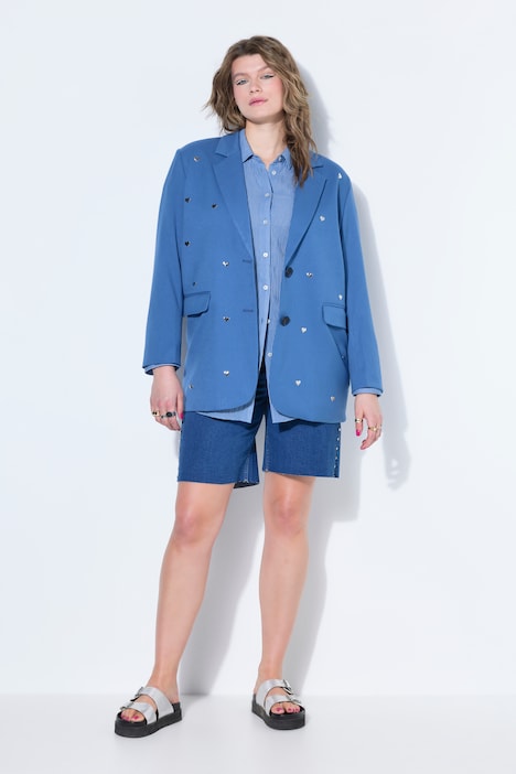 Żakiet, oversize, nity w kształcie serca