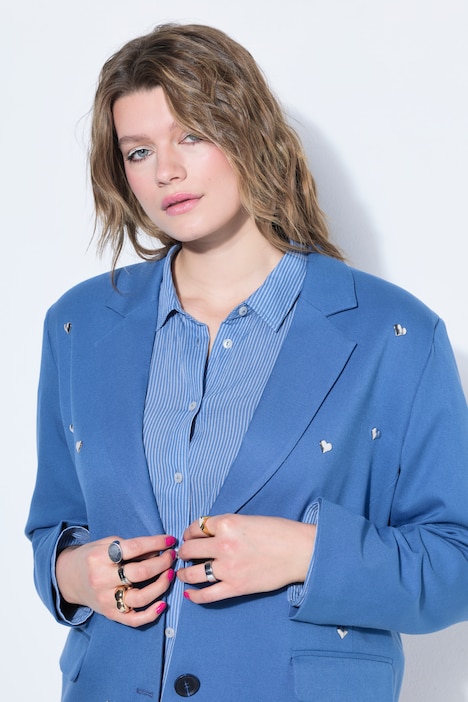 Żakiet, oversize, nity w kształcie serca