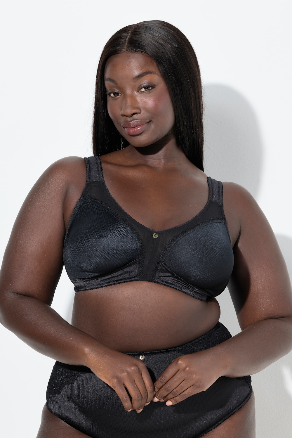 Große Größen Minimizer-BH, Damen, schwarz, Größe: 115F, Polyester/Synthetische Fasern/Elasthan, Ulla Popken