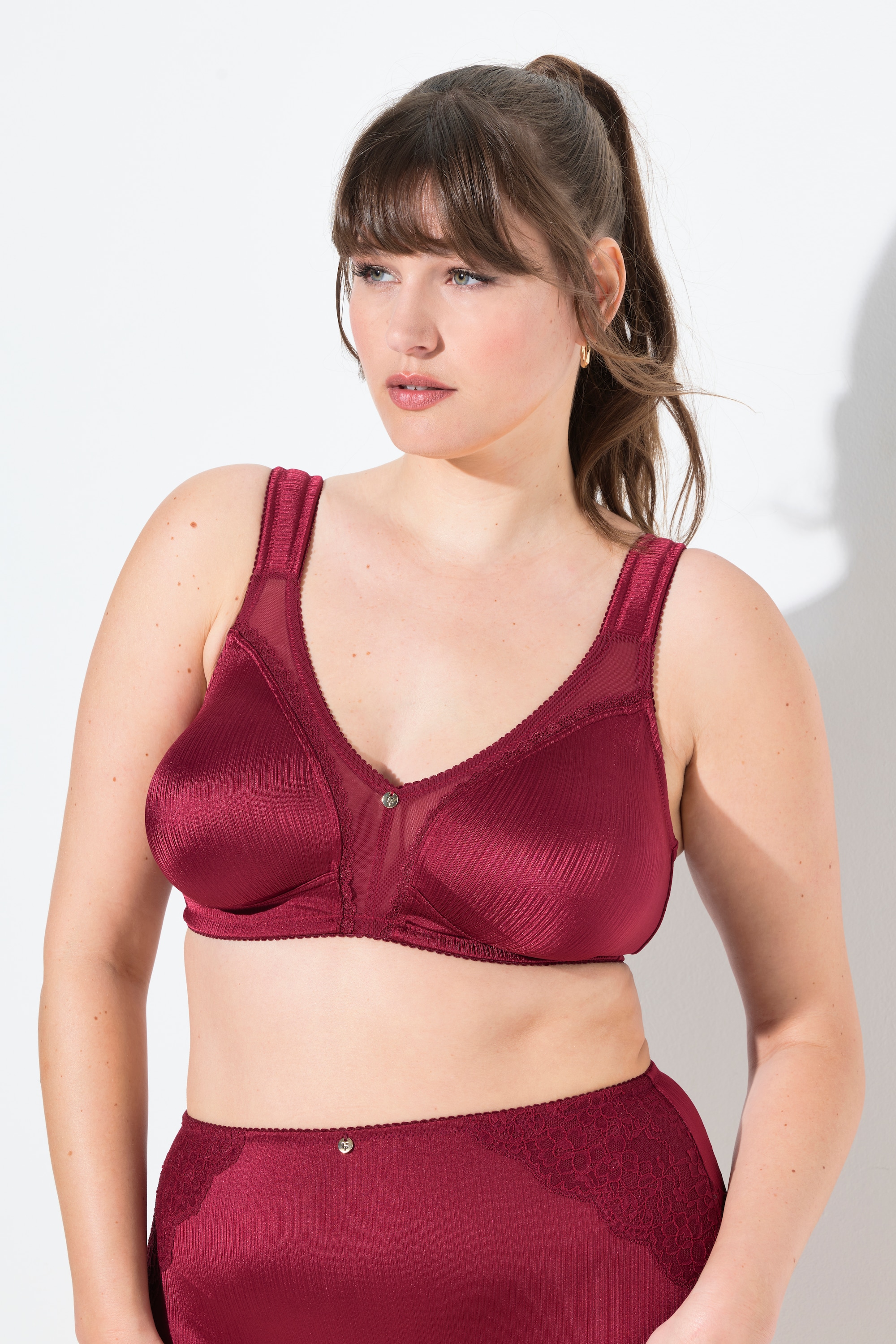 Ulla Popken Damen große Größen Minimizer BH Satin Spitze ohne Bügel 841485 - Produktbild 4