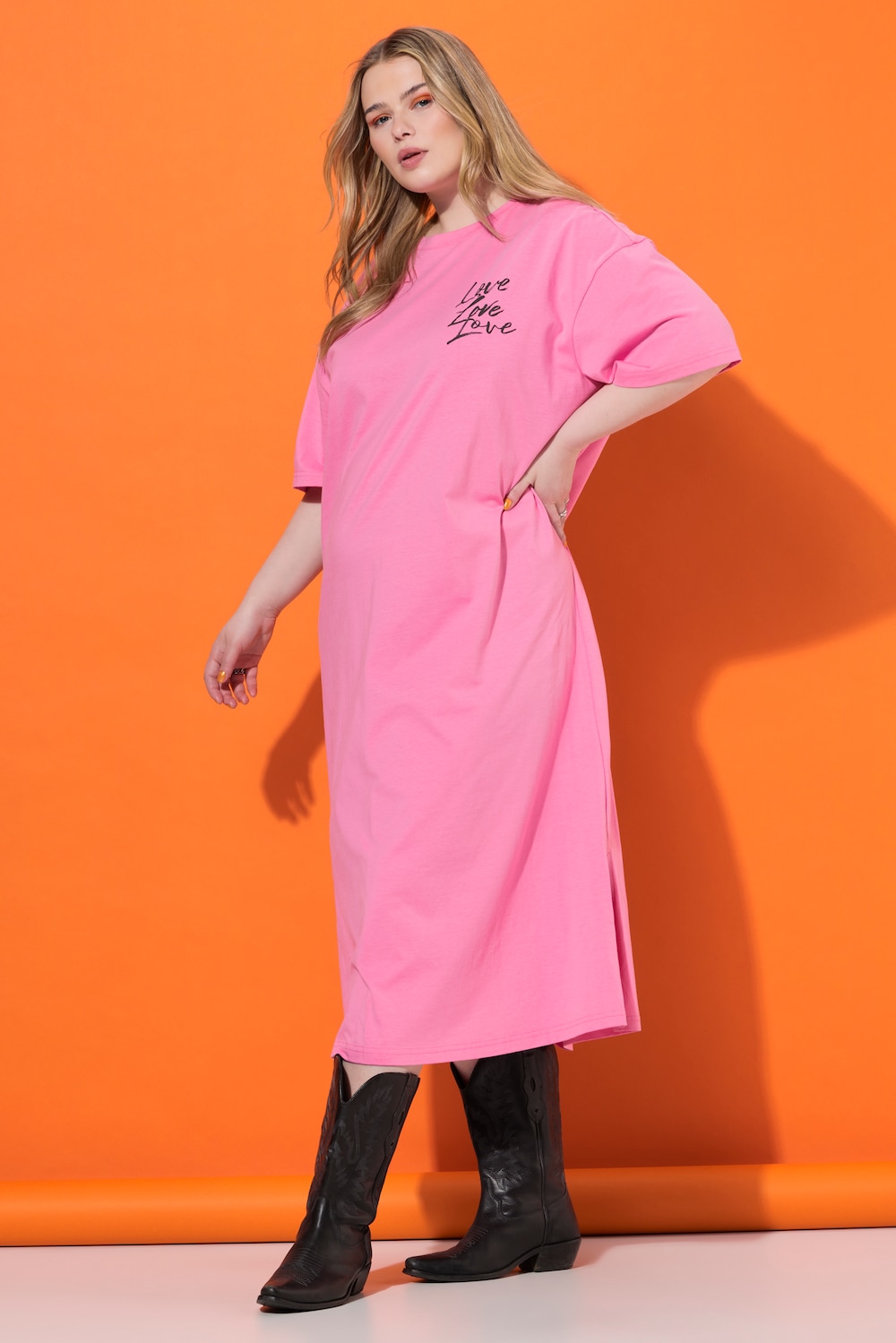 Jerseykleid, oversized, Bigshirt, Rückenprint