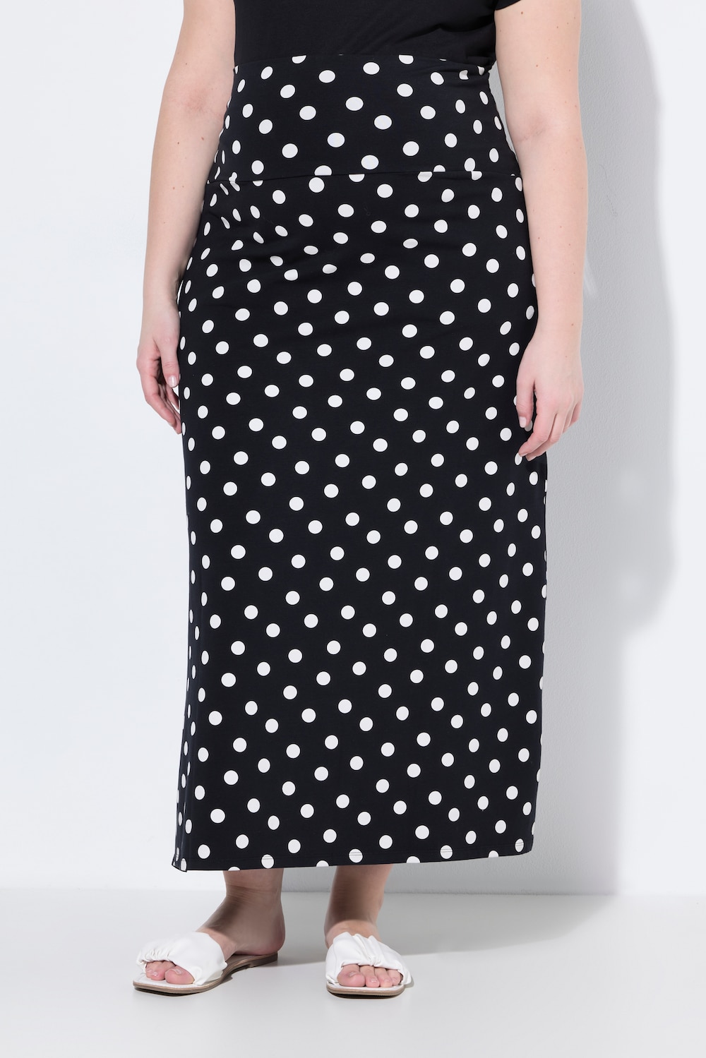 Große Größen Bellieva Jersey-Maxirock, Damen, schwarz, Größe: 42/44, Baumwolle, Ulla Popken