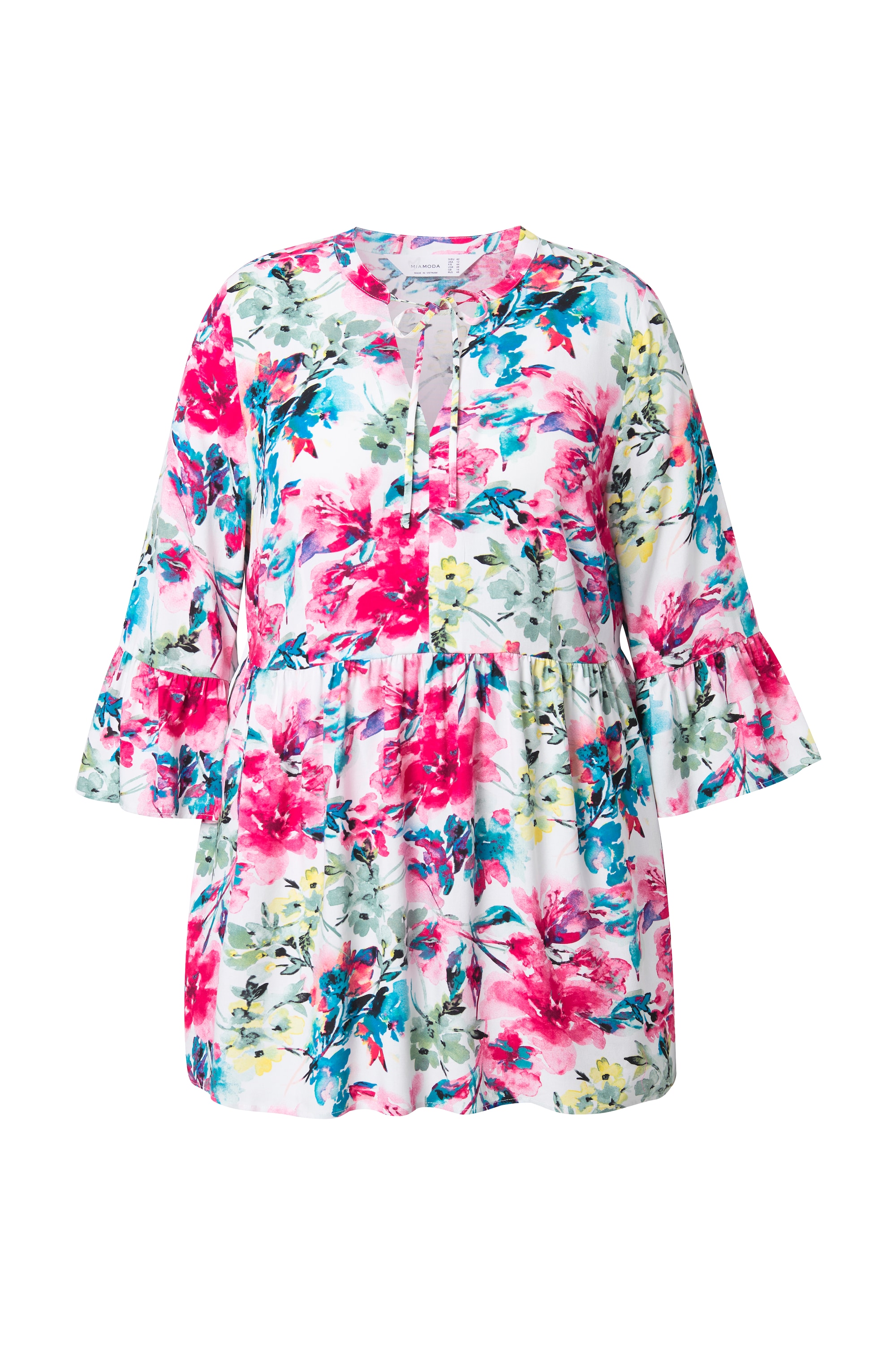 MIAMODA Damen große Größen Bluse A Linie Blumenmuster Volants 841489