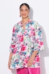 Bluse, A-form, blomstermønster, flæser
