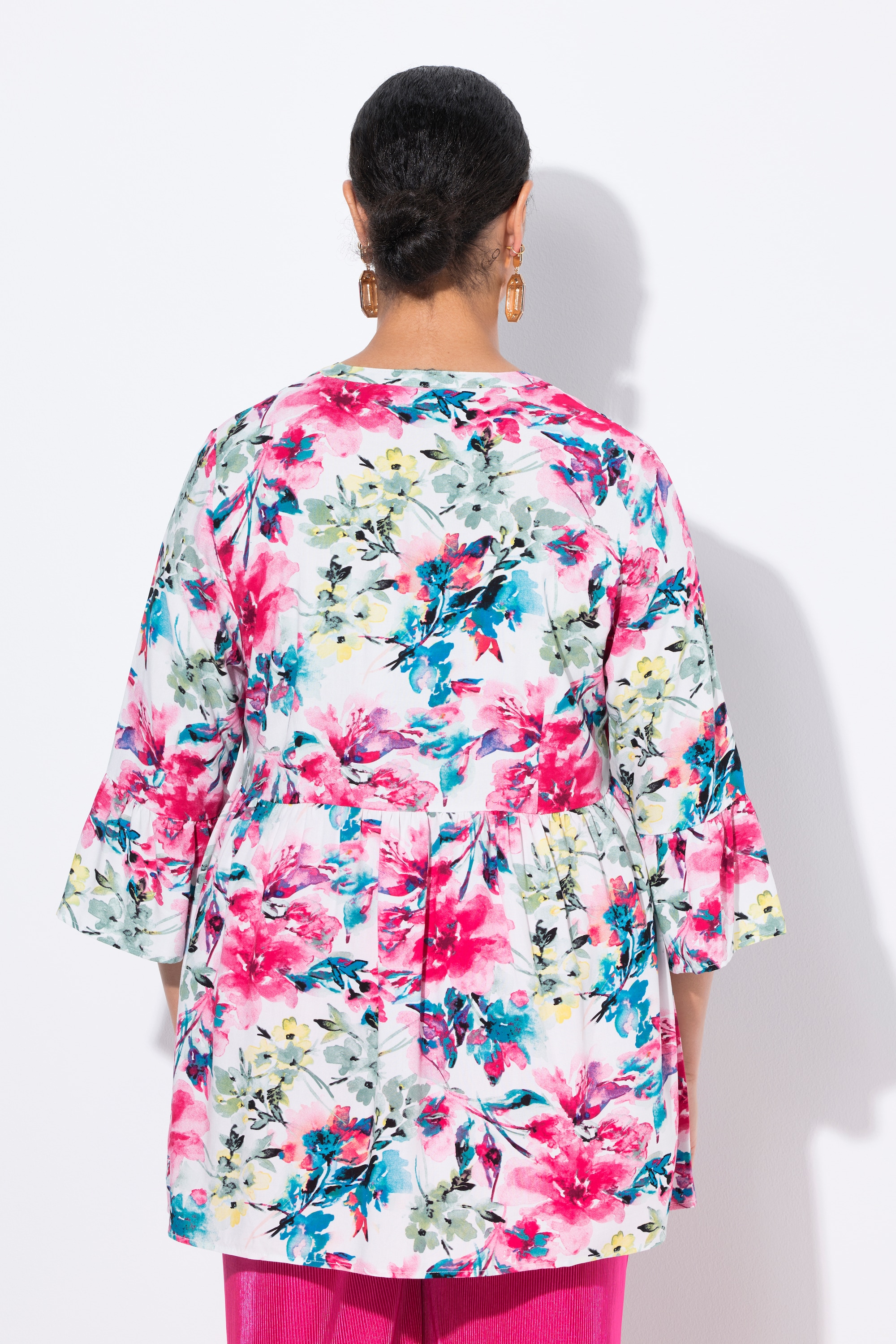 MIAMODA Damen große Größen Bluse A Linie Blumenmuster Volants 841489