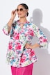Bluse, A-form, blomstermønster, flæser