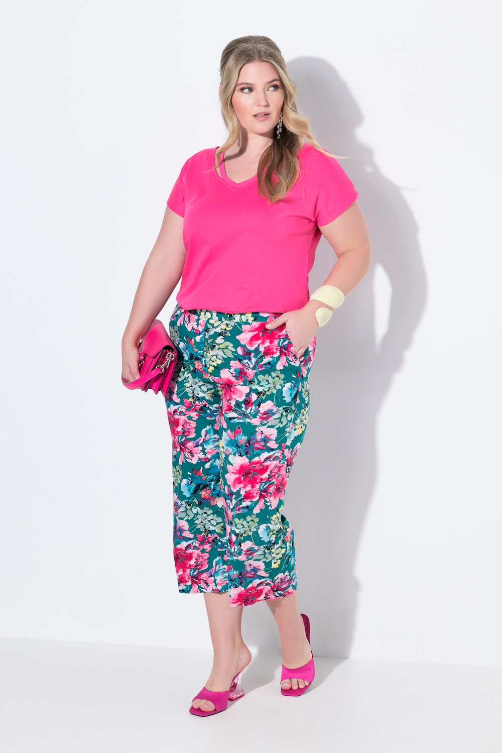 Culotte, weites Bein, Blumenmuster