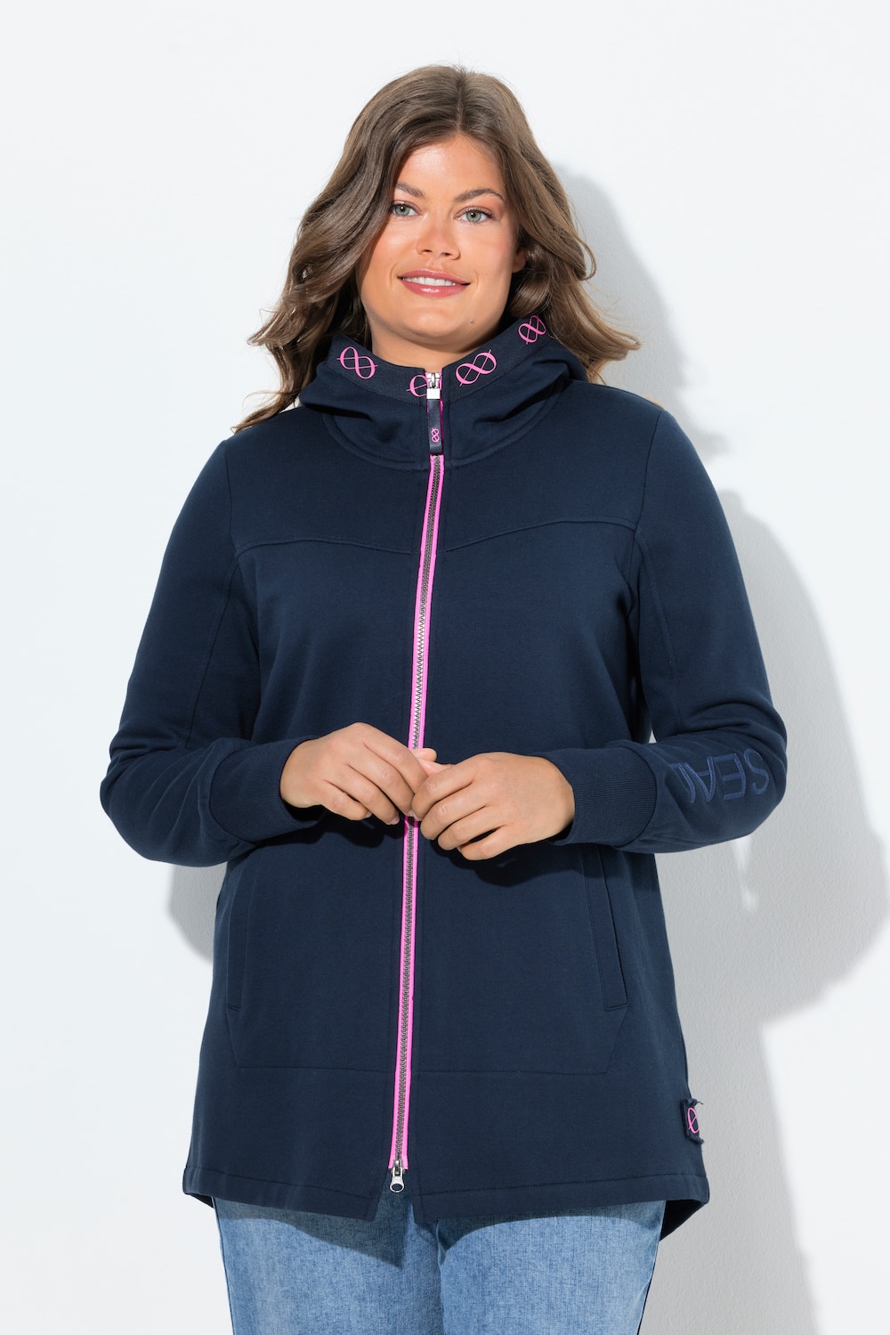Große Größen Sweatjacke, Damen, blau, Größe: 40/42, Baumwolle/Polyester, LAURASON