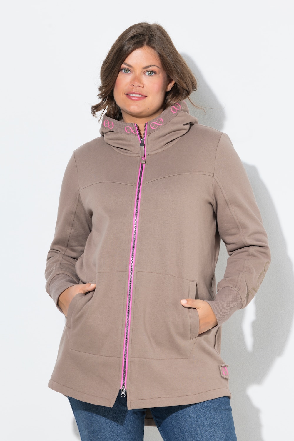 Große Größen Sweatjacke, Damen, braun, Größe: 44/46, Baumwolle/Polyester, LAURASON