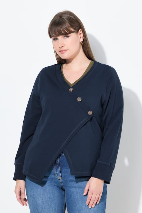 Sweatjacke, V-Ausschnitt, Langarm, Biobaumwolle