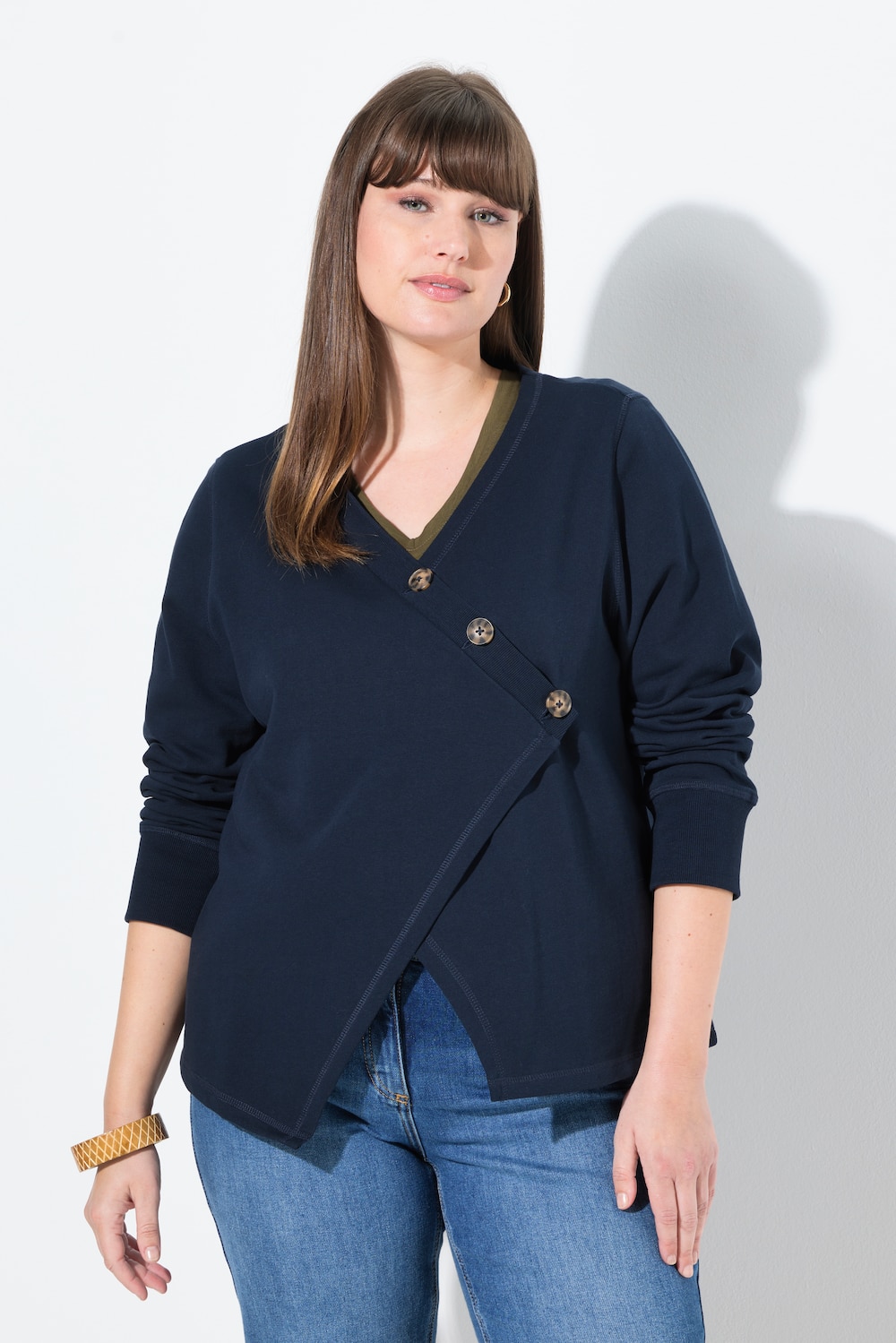 Große Größen Sweatjacke, Damen, blau, Größe: 54/56, Baumwolle, Ulla Popken