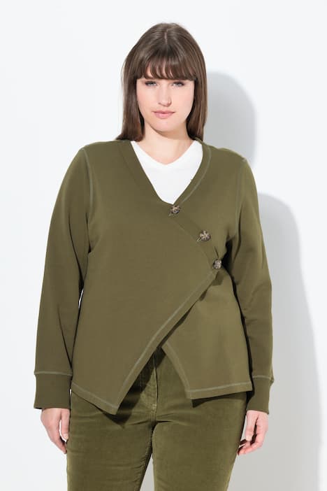 Sweatjacke, V-Ausschnitt, Langarm, Biobaumwolle