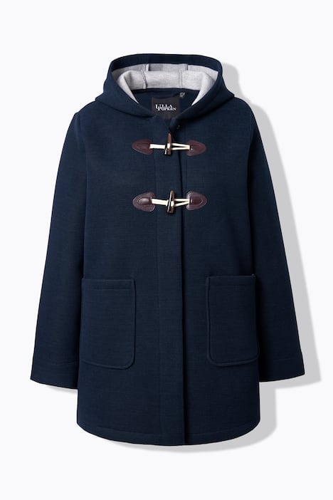 HYPRAR Dufflecoat, 2-Lagen-Piqué, Kapuze, Knebelknöpfe